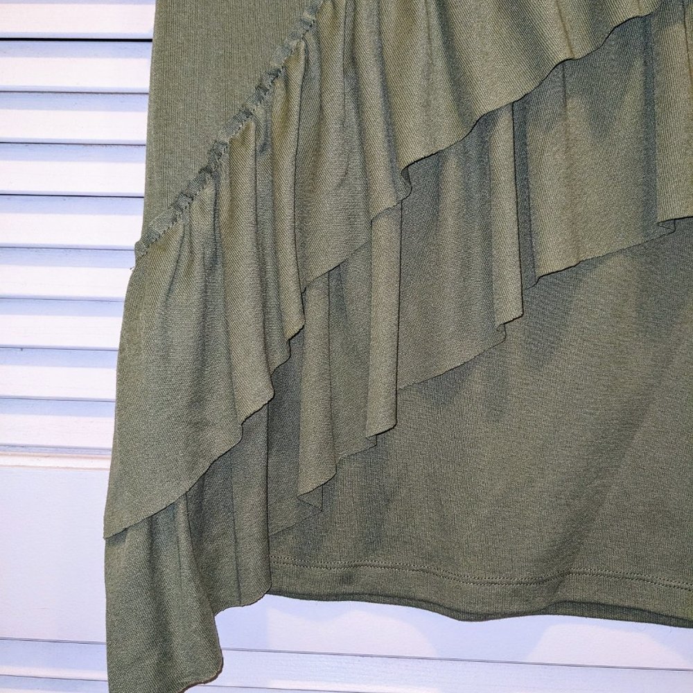 EUC J Crew Women's Drapey Two Tier Ruffle Tank Top Size XS Green Spring Preppy - Picture 3 of 9